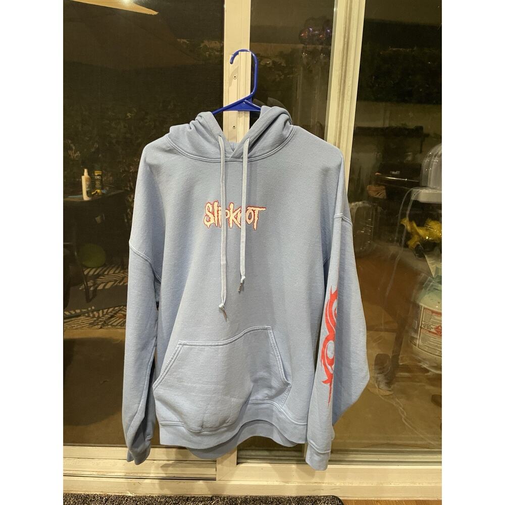 Slipknot Band Photo from 2022 Tour Light Blue Hoodie Pre Owned *read first*